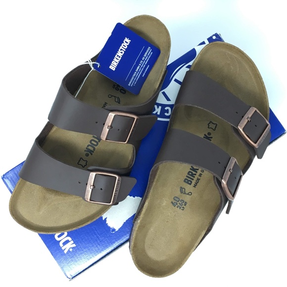 Birkenstock Arizona Brown Leather Slides Sandals - Picture 4 of 16